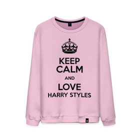 Мужской свитшот хлопок с принтом Keep calm and love Harry Styles в Петрозаводске, 100% хлопок |  | 1d | harry styles | keep calm | music | one direction | гарри стайлс