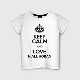 Детская футболка хлопок с принтом Keep calm and love Niall Horan в Петрозаводске, 100% хлопок | круглый вырез горловины, полуприлегающий силуэт, длина до линии бедер | Тематика изображения на принте: 1d | keep calm | music | niall horan | one direction | найл хоран