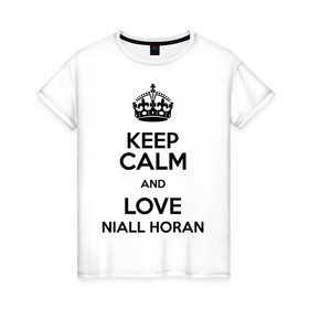Женская футболка хлопок с принтом Keep calm and love Niall Horan в Петрозаводске, 100% хлопок | прямой крой, круглый вырез горловины, длина до линии бедер, слегка спущенное плечо | 1d | keep calm | music | niall horan | one direction | найл хоран