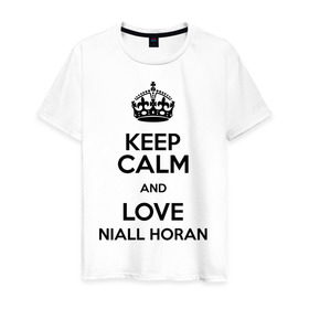 Мужская футболка хлопок с принтом Keep calm and love Niall Horan в Петрозаводске, 100% хлопок | прямой крой, круглый вырез горловины, длина до линии бедер, слегка спущенное плечо. | 1d | keep calm | music | niall horan | one direction | найл хоран