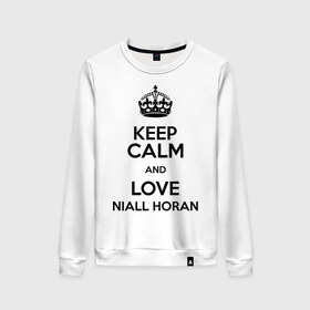 Женский свитшот хлопок с принтом Keep calm and love Niall Horan в Петрозаводске, 100% хлопок | прямой крой, круглый вырез, на манжетах и по низу широкая трикотажная резинка  | 1d | keep calm | music | niall horan | one direction | найл хоран