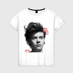 Женская футболка хлопок с принтом Harry Styles в Петрозаводске, 100% хлопок | прямой крой, круглый вырез горловины, длина до линии бедер, слегка спущенное плечо | 1d | keep calm | music | one direction | гарри стайлс