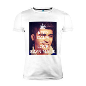 Мужская футболка премиум с принтом Keep calm and love Zayn Malik в Петрозаводске, 92% хлопок, 8% лайкра | приталенный силуэт, круглый вырез ворота, длина до линии бедра, короткий рукав | 1d | keep calm | music | one direction | zayn malik | зейн малик