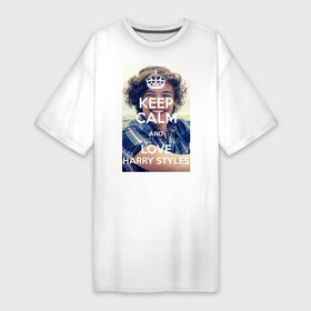 Платье-футболка хлопок с принтом Keep calm and love Harry Styles в Петрозаводске,  |  | 1d | harry styles | keep calm | music | one direction | гарри стайлс