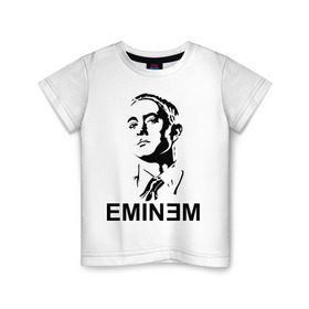 Детская футболка хлопок с принтом Эминем в Петрозаводске, 100% хлопок | круглый вырез горловины, полуприлегающий силуэт, длина до линии бедер | хип хоп