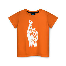 Детская футболка хлопок с принтом Cross fingers в Петрозаводске, 100% хлопок | круглый вырез горловины, полуприлегающий силуэт, длина до линии бедер | хип хоп