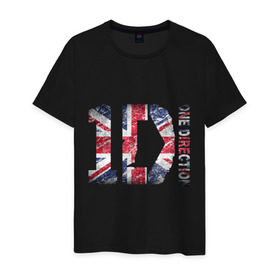 Мужская футболка хлопок с принтом 1D в Петрозаводске, 100% хлопок | прямой крой, круглый вырез горловины, длина до линии бедер, слегка спущенное плечо. | 1d | british flag | flag | keep calm | music | one direction | британский флаг | флаг