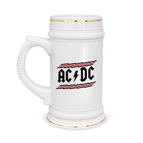 Кружка пивная с принтом ACDC в Петрозаводске,  керамика (Материал выдерживает высокую температуру, стоит избегать резкого перепада температур) |  объем 630 мл | acdc | rock | блюз рок | рок | рок группа | рок н ролл | хард рок | эйсидиси