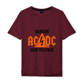 Мужская футболка хлопок Oversize с принтом ADCD high voltage в Петрозаводске, 100% хлопок | свободный крой, круглый ворот, “спинка” длиннее передней части | acdc | rock | блюз рок | рок | рок группа | рок н ролл | хард рок | эйсидиси