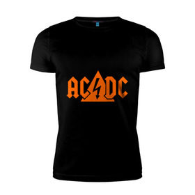 Мужская футболка премиум с принтом ADCD high voltage в Петрозаводске, 92% хлопок, 8% лайкра | приталенный силуэт, круглый вырез ворота, длина до линии бедра, короткий рукав | acdc | rock | блюз рок | рок | рок группа | рок н ролл | хард рок | эйсидиси