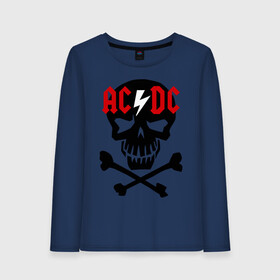 Женский лонгслив хлопок с принтом ACDC skull в Петрозаводске, 100% хлопок |  | acdc | rock | блюз рок | рок | рок группа | рок н ролл | хард рок | эйсидиси