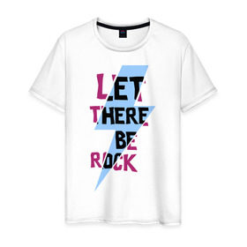Мужская футболка хлопок с принтом Let there be rock в Петрозаводске, 100% хлопок | прямой крой, круглый вырез горловины, длина до линии бедер, слегка спущенное плечо. | acdc | rock | блюз рок | рок | рок группа | рок н ролл | хард рок | эйсидиси