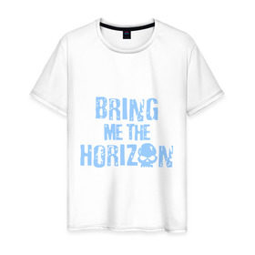 Мужская футболка хлопок с принтом Bring me the horizon череп в Петрозаводске, 100% хлопок | прямой крой, круглый вырез горловины, длина до линии бедер, слегка спущенное плечо. | bmth | bring me the horizon | hardcore | kubana 2014 | rock | дэткор | музыка | рок | рок группы | череп | черепок