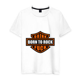 Мужская футболка хлопок с принтом Born to rock в Петрозаводске, 100% хлопок | прямой крой, круглый вырез горловины, длина до линии бедер, слегка спущенное плечо. | born to rock | hardcore | rock | музыка | рок