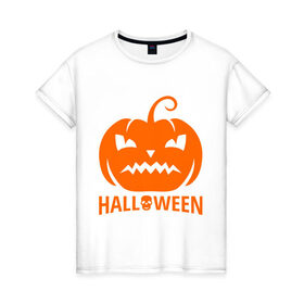 Женская футболка хлопок с принтом Хэллоуин настаёт в Петрозаводске, 100% хлопок | прямой крой, круглый вырез горловины, длина до линии бедер, слегка спущенное плечо | 