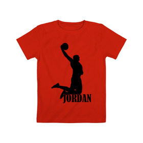 Детская футболка хлопок с принтом Michael Jordan. в Петрозаводске, 100% хлопок | круглый вырез горловины, полуприлегающий силуэт, длина до линии бедер | basketball | баскетбол | джордан | майкл джордан | спорт