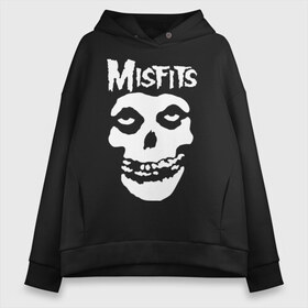 Женское худи Oversize хлопок с принтом Misfits в Петрозаводске, френч-терри — 70% хлопок, 30% полиэстер. Мягкий теплый начес внутри —100% хлопок | боковые карманы, эластичные манжеты и нижняя кромка, капюшон на магнитной кнопке | misfits