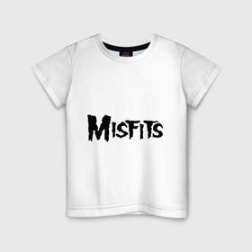 Детская футболка хлопок с принтом Misfits logo в Петрозаводске, 100% хлопок | круглый вырез горловины, полуприлегающий силуэт, длина до линии бедер | misfits