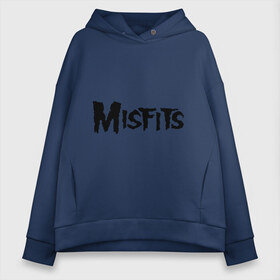 Женское худи Oversize хлопок с принтом Misfits logo в Петрозаводске, френч-терри — 70% хлопок, 30% полиэстер. Мягкий теплый начес внутри —100% хлопок | боковые карманы, эластичные манжеты и нижняя кромка, капюшон на магнитной кнопке | misfits