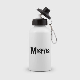 Бутылка спортивная с принтом Misfits logo в Петрозаводске, металл | емкость — 500 мл, в комплекте две пластиковые крышки и карабин для крепления | misfits