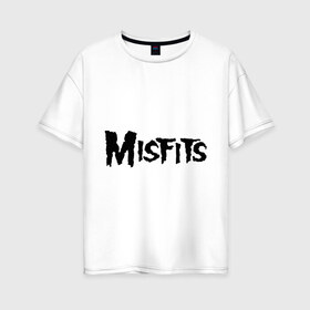 Женская футболка хлопок Oversize с принтом Misfits logo в Петрозаводске, 100% хлопок | свободный крой, круглый ворот, спущенный рукав, длина до линии бедер
 | misfits