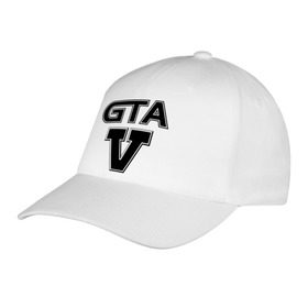 Бейсболка с принтом GTA 5 в Петрозаводске, 100% хлопок | классический козырек, металлическая застежка-регулятор размера | five | grand theft auto | gta | gta 5 | logo | гта | гта пять | лого | логотип