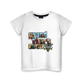 Детская футболка хлопок с принтом GTA 5 в Петрозаводске, 100% хлопок | круглый вырез горловины, полуприлегающий силуэт, длина до линии бедер | Тематика изображения на принте: five | grand theft auto | gta | gta 5 | logo | гта | гта пять | лого | логотип