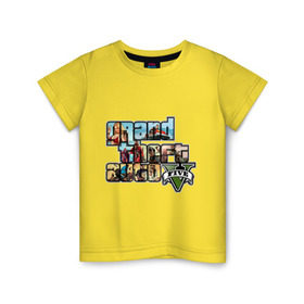 Детская футболка хлопок с принтом GTA 5 в Петрозаводске, 100% хлопок | круглый вырез горловины, полуприлегающий силуэт, длина до линии бедер | five | grand theft auto | gta | gta 5 | logo | гта | гта пять | лого | логотип