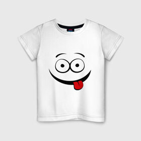 Детская футболка хлопок с принтом Неутомимый проказник в Петрозаводске, 100% хлопок | круглый вырез горловины, полуприлегающий силуэт, длина до линии бедер | глаза | детские | детям | прикольные картинки | проказник | ребенку | смайл | улыбка | язык
