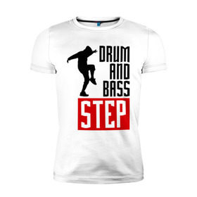 Мужская футболка премиум с принтом Drum and Bass Step в Петрозаводске, 92% хлопок, 8% лайкра | приталенный силуэт, круглый вырез ворота, длина до линии бедра, короткий рукав | dnb | dub step | dubstep | музыка