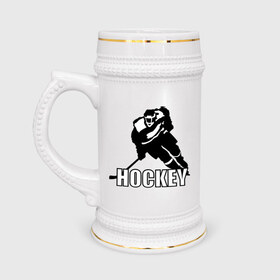 Кружка пивная с принтом Hockey (Хоккей) в Петрозаводске,  керамика (Материал выдерживает высокую температуру, стоит избегать резкого перепада температур) |  объем 630 мл | спорт | спортсмен | хокеист | хокей | хоккеист | шайба