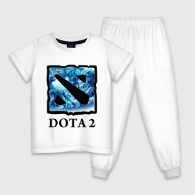 Детская пижама хлопок с принтом Dota 2 logo blue в Петрозаводске, 100% хлопок |  брюки и футболка прямого кроя, без карманов, на брюках мягкая резинка на поясе и по низу штанин
 | дота | компьютерные игры