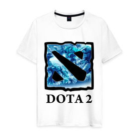 Мужская футболка хлопок с принтом Dota 2 logo blue в Петрозаводске, 100% хлопок | прямой крой, круглый вырез горловины, длина до линии бедер, слегка спущенное плечо. | дота | компьютерные игры