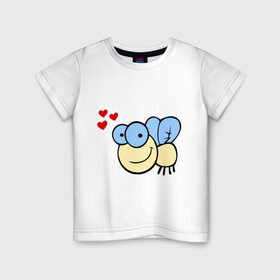 Детская футболка хлопок с принтом Влюбленная муха. в Петрозаводске, 100% хлопок | круглый вырез горловины, полуприлегающий силуэт, длина до линии бедер | влюбленная муха | любовь | муха | насекомые