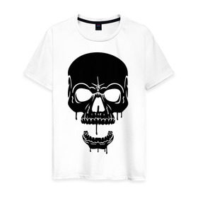 Мужская футболка хлопок с принтом злобный череп в Петрозаводске, 100% хлопок | прямой крой, круглый вырез горловины, длина до линии бедер, слегка спущенное плечо. | скелет