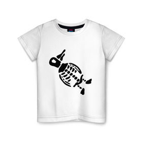 Детская футболка хлопок с принтом Скелет пингвина в Петрозаводске, 100% хлопок | круглый вырез горловины, полуприлегающий силуэт, длина до линии бедер | пингвин | скелет