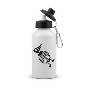 Бутылка спортивная с принтом Скелет пингвина в Петрозаводске, металл | емкость — 500 мл, в комплекте две пластиковые крышки и карабин для крепления | пингвин | скелет