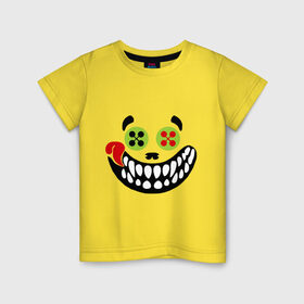 Детская футболка хлопок с принтом Зубастый смайл в Петрозаводске, 100% хлопок | круглый вырез горловины, полуприлегающий силуэт, длина до линии бедер | crazy | зубастик | пуговицы | смайл | улыбка