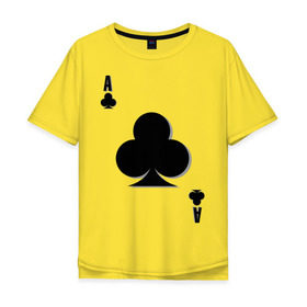 Мужская футболка хлопок Oversize с принтом Крестовый туз в Петрозаводске, 100% хлопок | свободный крой, круглый ворот, “спинка” длиннее передней части | игральные карты | карты | крести | покер | туз