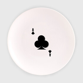 Тарелка 3D с принтом Крестовый туз в Петрозаводске, фарфор | диаметр - 210 мм
диаметр для нанесения принта - 120 мм | игральные карты | карты | крести | покер | туз