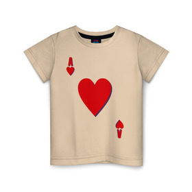 Детская футболка хлопок с принтом Червовый туз в Петрозаводске, 100% хлопок | круглый вырез горловины, полуприлегающий силуэт, длина до линии бедер | игральные карты | карты | покер | туз | черви