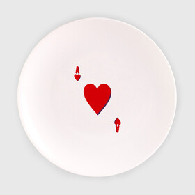 Тарелка 3D с принтом Червовый туз в Петрозаводске, фарфор | диаметр - 210 мм
диаметр для нанесения принта - 120 мм | игральные карты | карты | покер | туз | черви