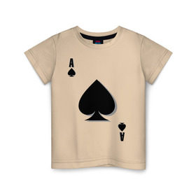 Детская футболка хлопок с принтом Пиковый туз в Петрозаводске, 100% хлопок | круглый вырез горловины, полуприлегающий силуэт, длина до линии бедер | игральные карты | карты | пики | покер | туз