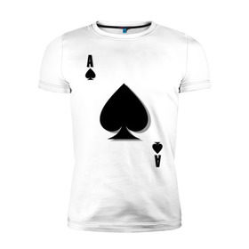 Мужская футболка премиум с принтом Пиковый туз в Петрозаводске, 92% хлопок, 8% лайкра | приталенный силуэт, круглый вырез ворота, длина до линии бедра, короткий рукав | игральные карты | карты | пики | покер | туз