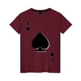 Женская футболка хлопок с принтом Пиковый туз в Петрозаводске, 100% хлопок | прямой крой, круглый вырез горловины, длина до линии бедер, слегка спущенное плечо | игральные карты | карты | пики | покер | туз