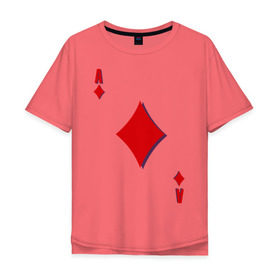 Мужская футболка хлопок Oversize с принтом Бубновый туз в Петрозаводске, 100% хлопок | свободный крой, круглый ворот, “спинка” длиннее передней части | буби | игральные карты | карты | покер | туз