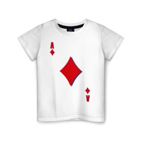 Детская футболка хлопок с принтом Бубновый туз в Петрозаводске, 100% хлопок | круглый вырез горловины, полуприлегающий силуэт, длина до линии бедер | буби | игральные карты | карты | покер | туз
