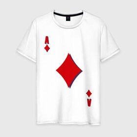 Мужская футболка хлопок с принтом Бубновый туз в Петрозаводске, 100% хлопок | прямой крой, круглый вырез горловины, длина до линии бедер, слегка спущенное плечо. | буби | игральные карты | карты | покер | туз