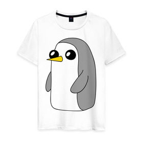 Мужская футболка хлопок с принтом Гантер в Петрозаводске, 100% хлопок | прямой крой, круглый вырез горловины, длина до линии бедер, слегка спущенное плечо. | пингвин