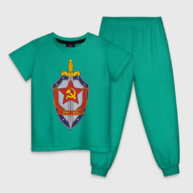 Детская пижама хлопок с принтом ВЧК-КГБ в Петрозаводске, 100% хлопок |  брюки и футболка прямого кроя, без карманов, на брюках мягкая резинка на поясе и по низу штанин
 | знак кгб | советская символика | ссср | эмблема